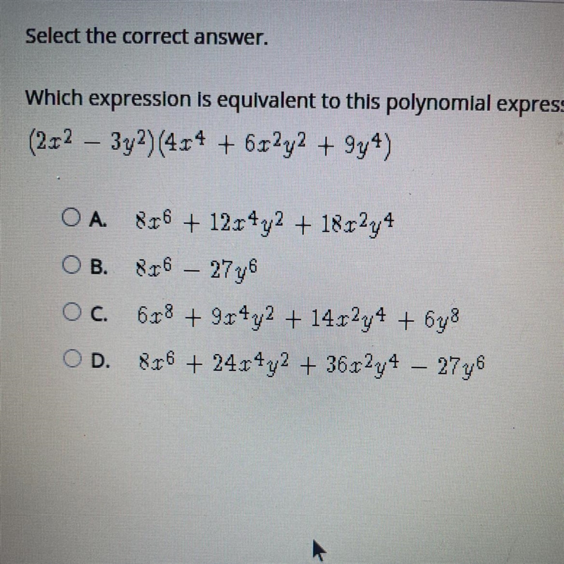 HELP ASAP Which expression is equivalent to this polynomial expression? (2x^2 - 3y-example-1