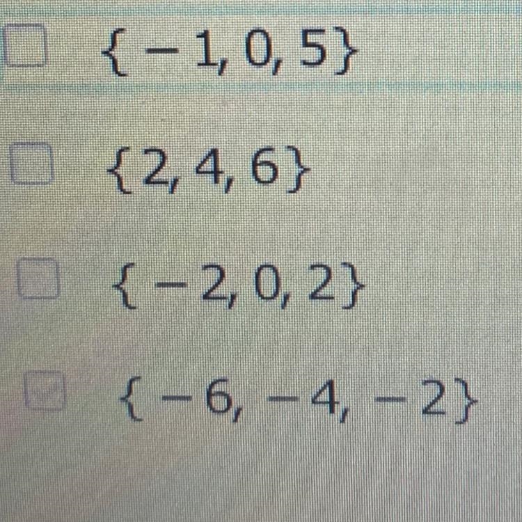 Select all the sets of numbers that are possible values for x in the inequality, x-example-1