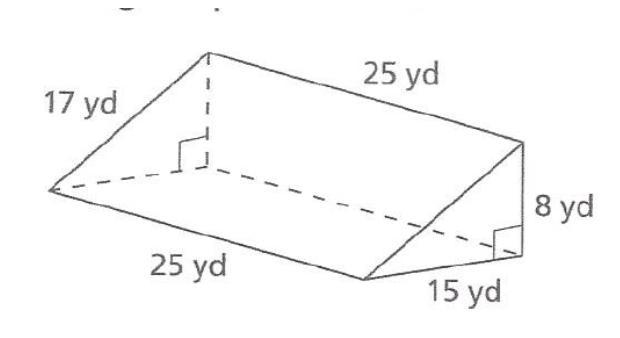 Someone please answer!! What is the surface area in yards squared of the triangular-example-1