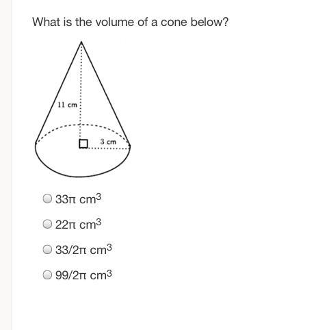 What is the volume of a cone below?-example-1