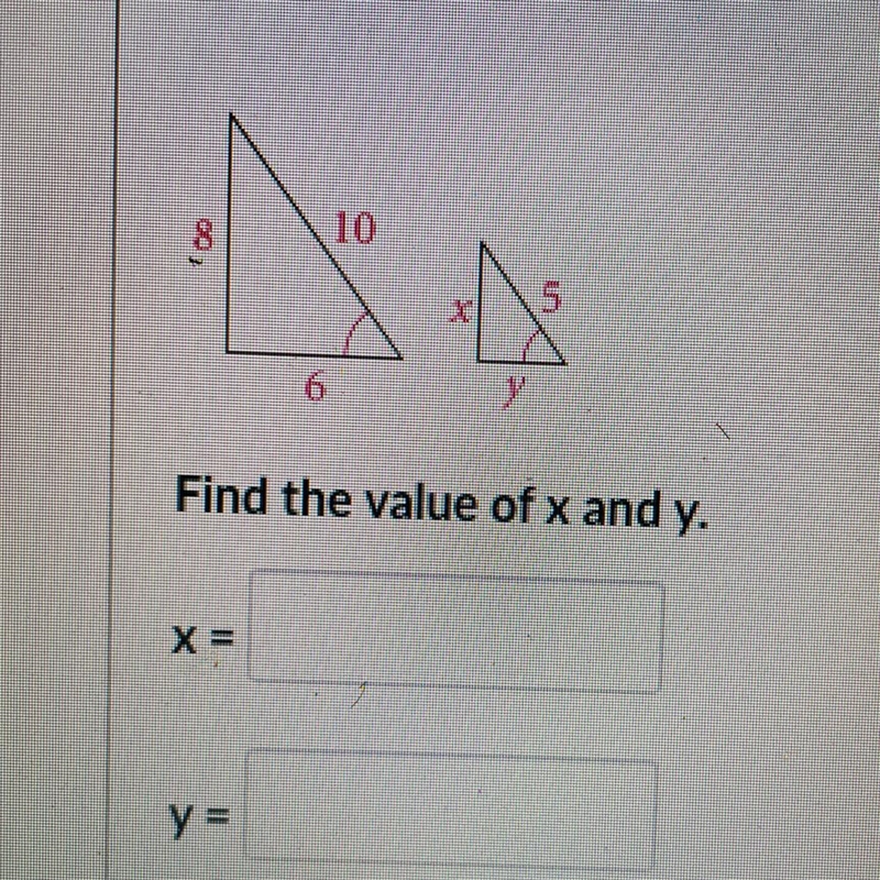 Find the value of x and y. (In picture)-example-1