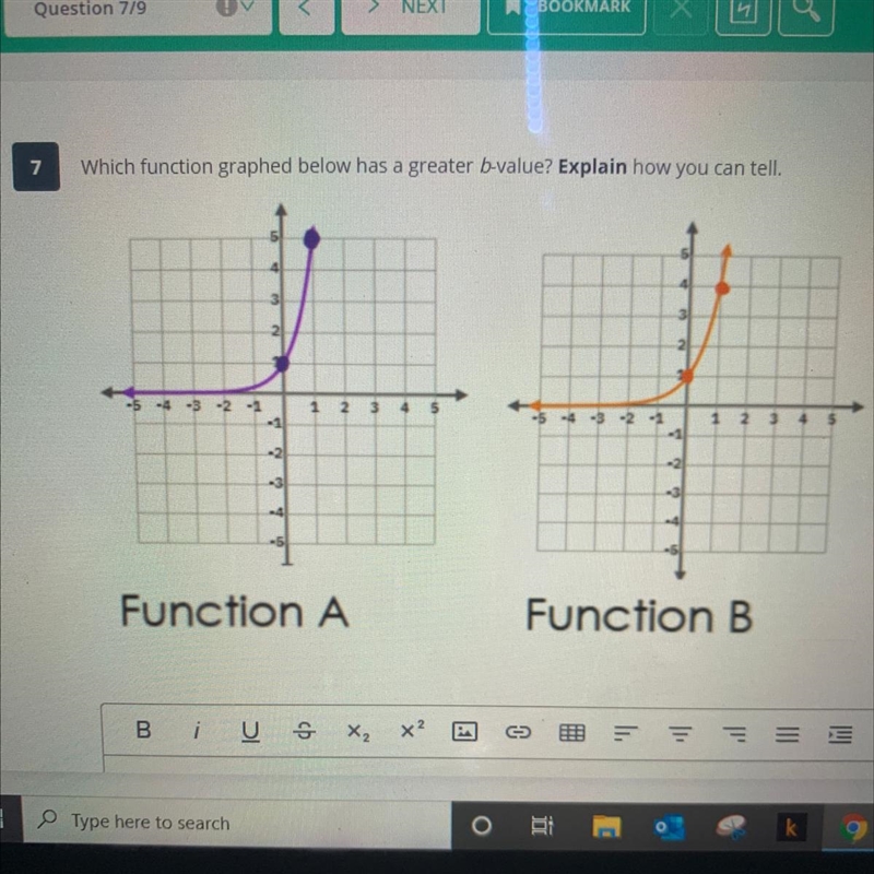 HELP ME PLEASE I NEED TO KNOW HOW TO SEE WHICH GRAPH HAS A GREATER B VALUE!!! Can-example-1