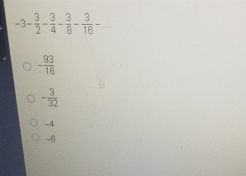 What is the sum of the infinite geometric series?​-example-1