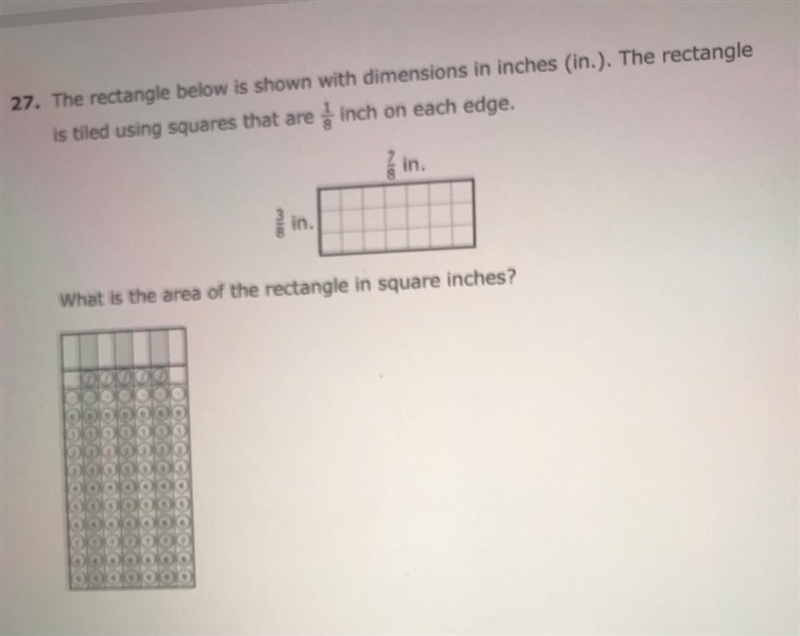 The rectangle below is show with dimensions in inches-example-1