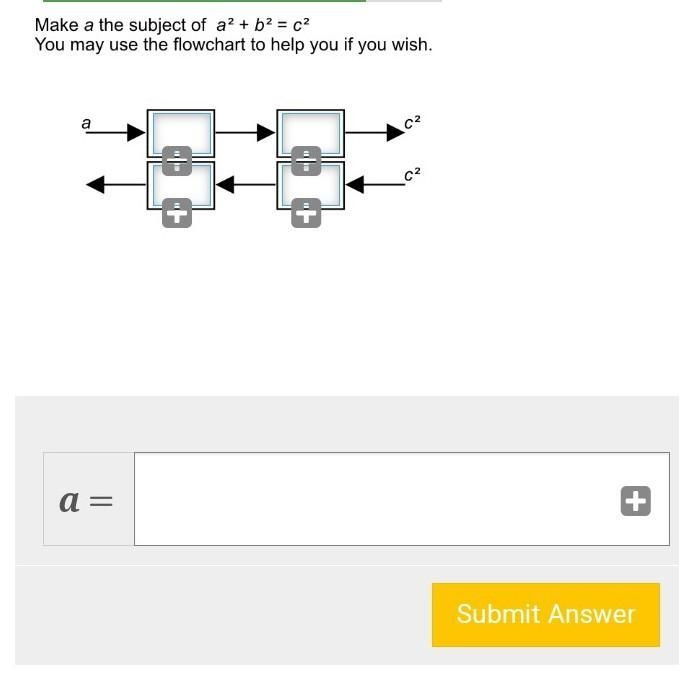 PLLLS PLLLS HELP!!! make a the subject of a2+b2=c2 ​-example-1