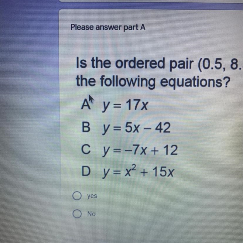 Is the ordered pair (0.5, 8.5) a solution to the following equations? If you can please-example-1