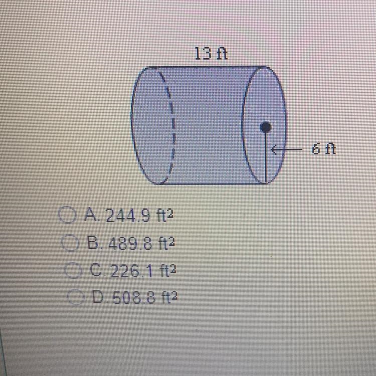 Find the lateral surface area of the cylinder. Round your answer to the nearest tenth-example-1