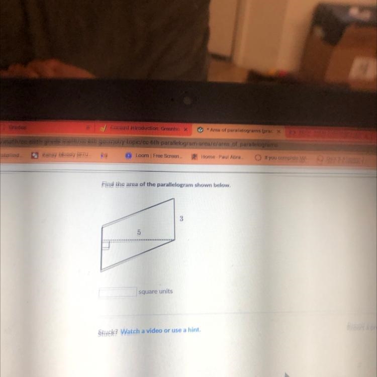 Find the area of the parallelogram shown below 5 3-example-1