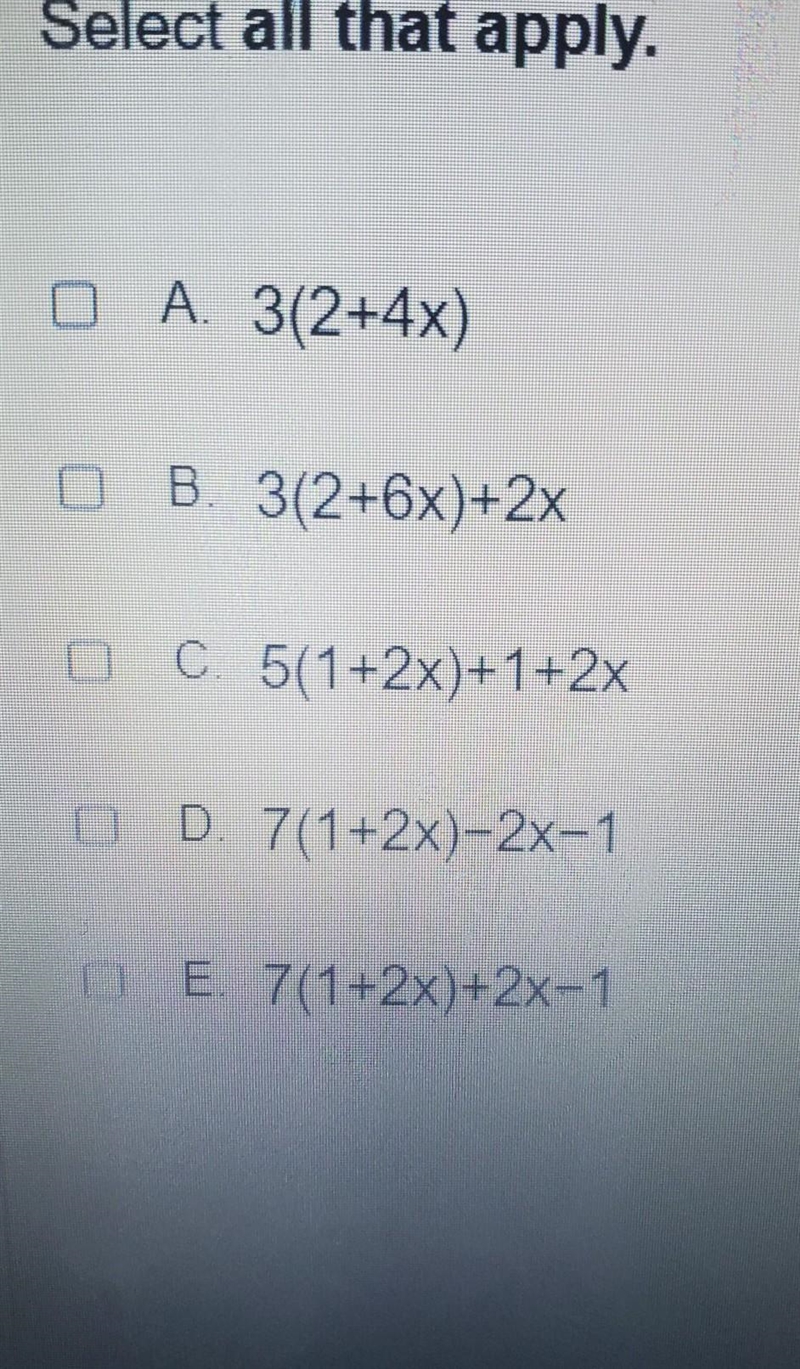 Which expressions are equivalent to 6 + 12x? ​-example-1