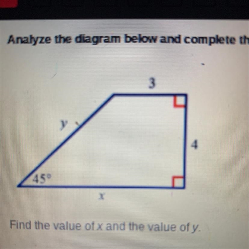 Find the value of x and the value of y. Please help :(-example-1