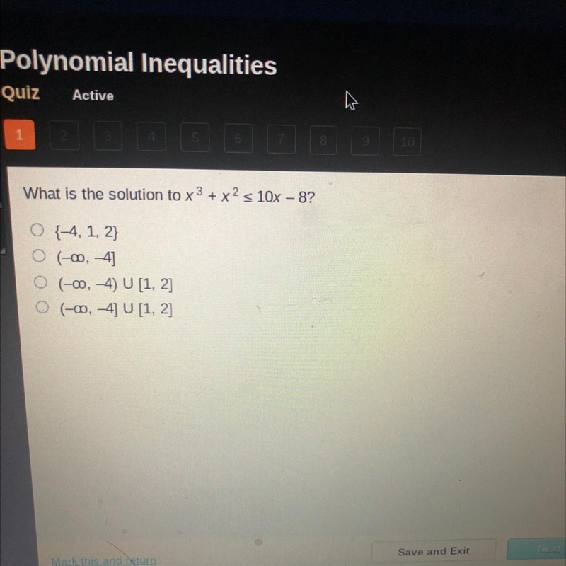 What is the solution to x3 + x2 s 10x - 8?-example-1