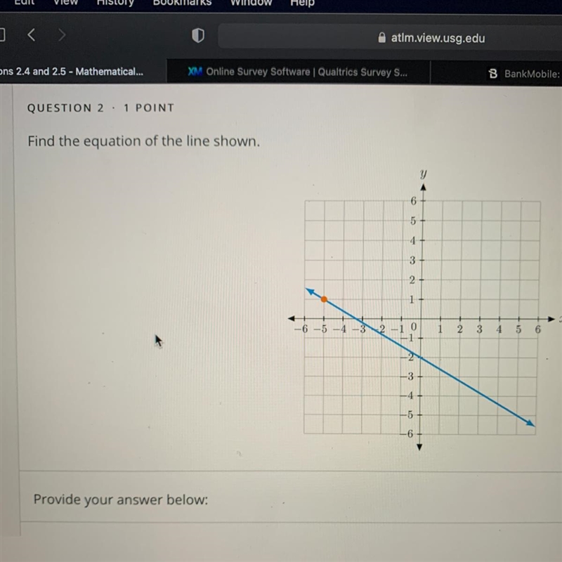 Find the equation of the line shown.-example-1