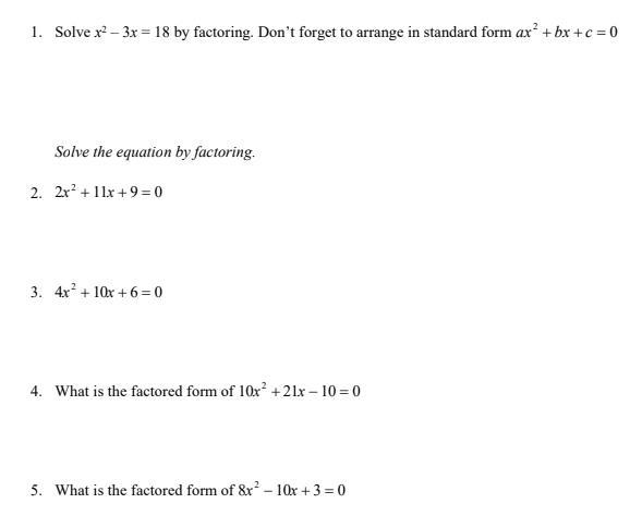 I really need help please! Number 5!! (Factoring) Please show how you got it.-example-1