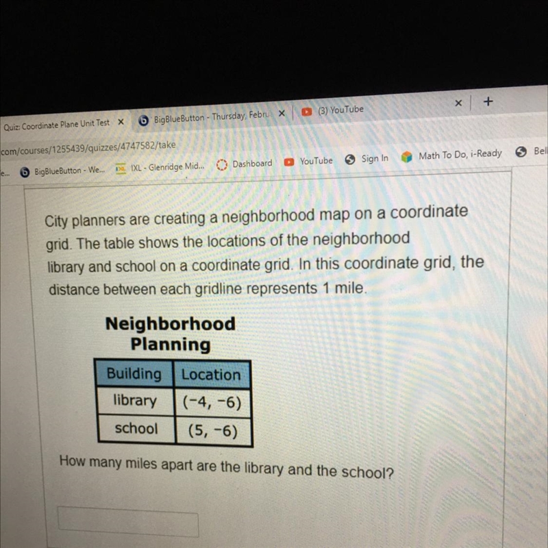 How many miles apart are the library and the school-example-1