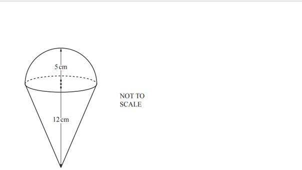 The diagram shows a plastic solid made by joining a hemisphere to a cone. The radius-example-1