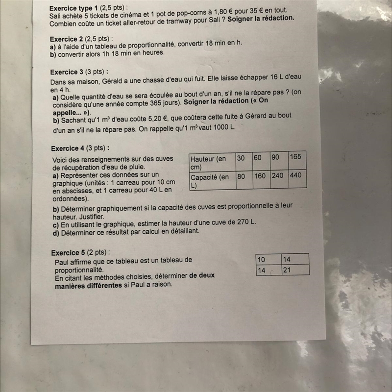 Bonjour, je suis en 4e et j’aimerais que vous m’aidiez avec cette feuille d’exercice-example-1