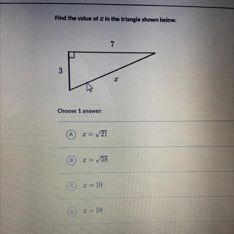 ￼need help quick find the value of x in the triangle shown below-example-1