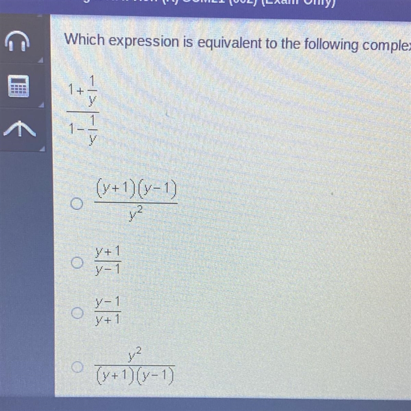 Which expression is equivalent to the following complex fraction?-example-1