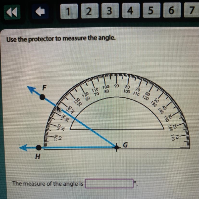 PLS HURRY Use the protector to measure the angle.-example-1