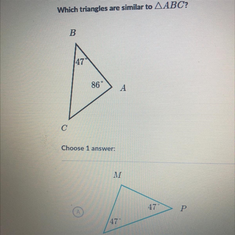 Which triangles are similar to ABC?-example-1