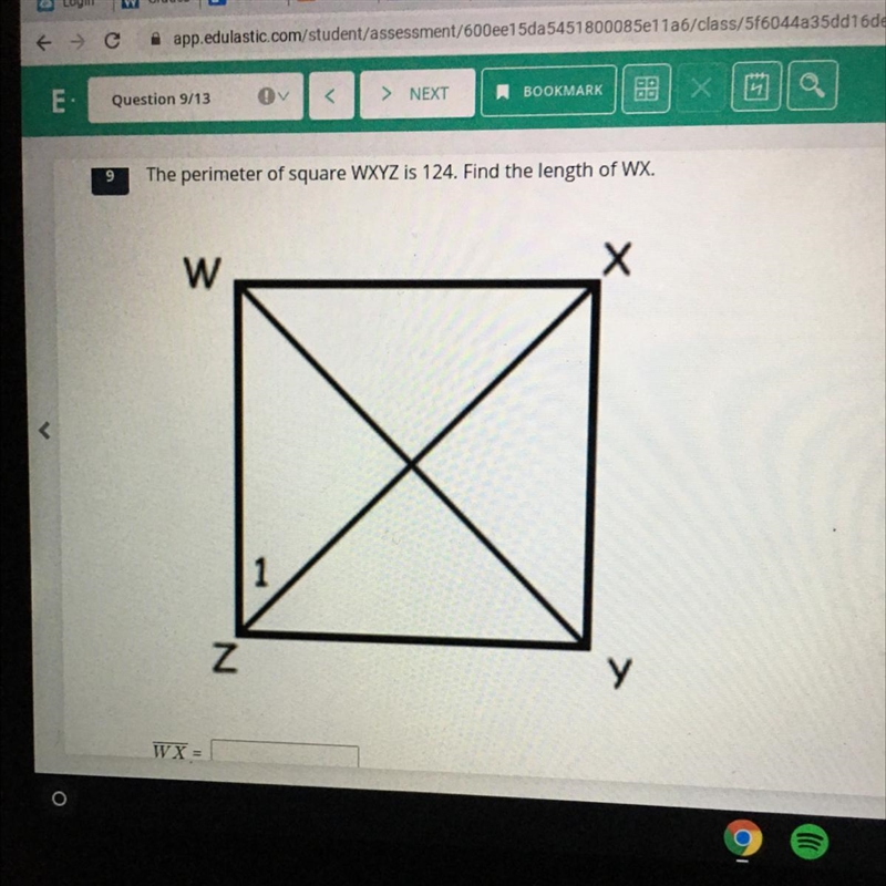 The perimeter of square WXYZ is 124. Find the length of WX Please I need asap-example-1