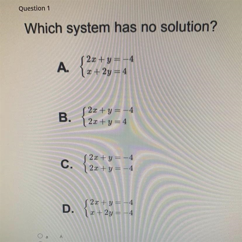 Which system has no solution? A b c d-example-1