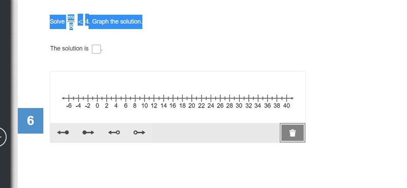 Solve m/8<4. Graph the solution.-example-1