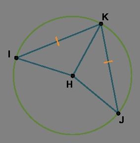 In ⊙H, Arc I K ≅ Arc J K, mArc I K = (11x + 2)°, and mArc J K = (12x – 7)°. Circle-example-1