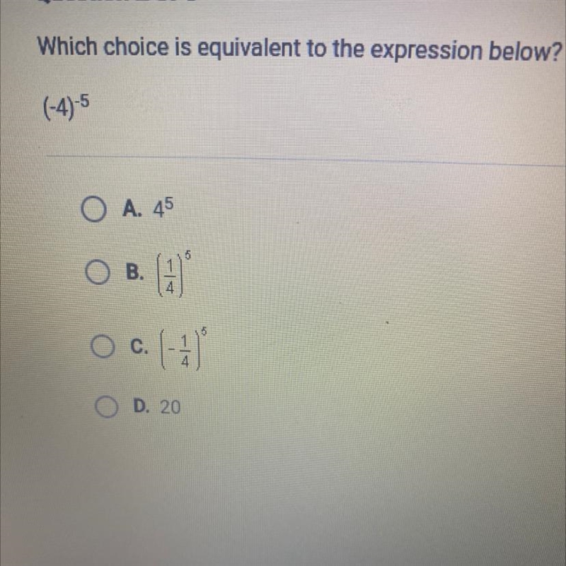 Which choice is equivalent to the expression below? (-4)-5-example-1