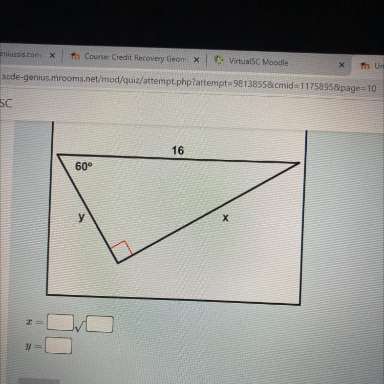 Find the missing side length. Leave your answers radical in simplest form. PLEASE-example-1