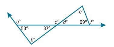 Find c,d, & e if A=127 B=90 and F= 111-example-1