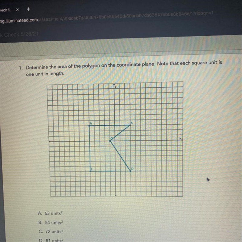 Determine the area of the figure. Note that each unit is one unit in length.-example-1