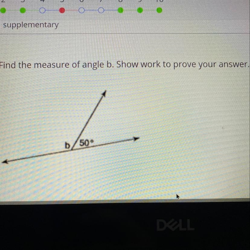 Find the measure of angle b. Show work to prove your answer. b/50-example-1