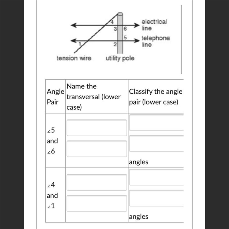 The figure shows a utility pole with an electrical line and a telephone line. The-example-1