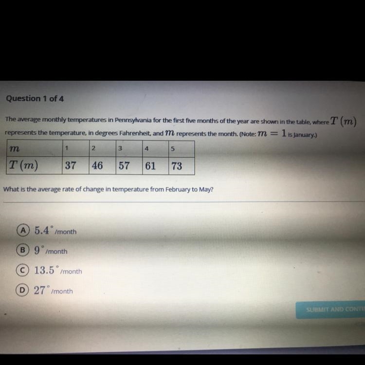 What is the average rate of change in temperature from February to May?-example-1