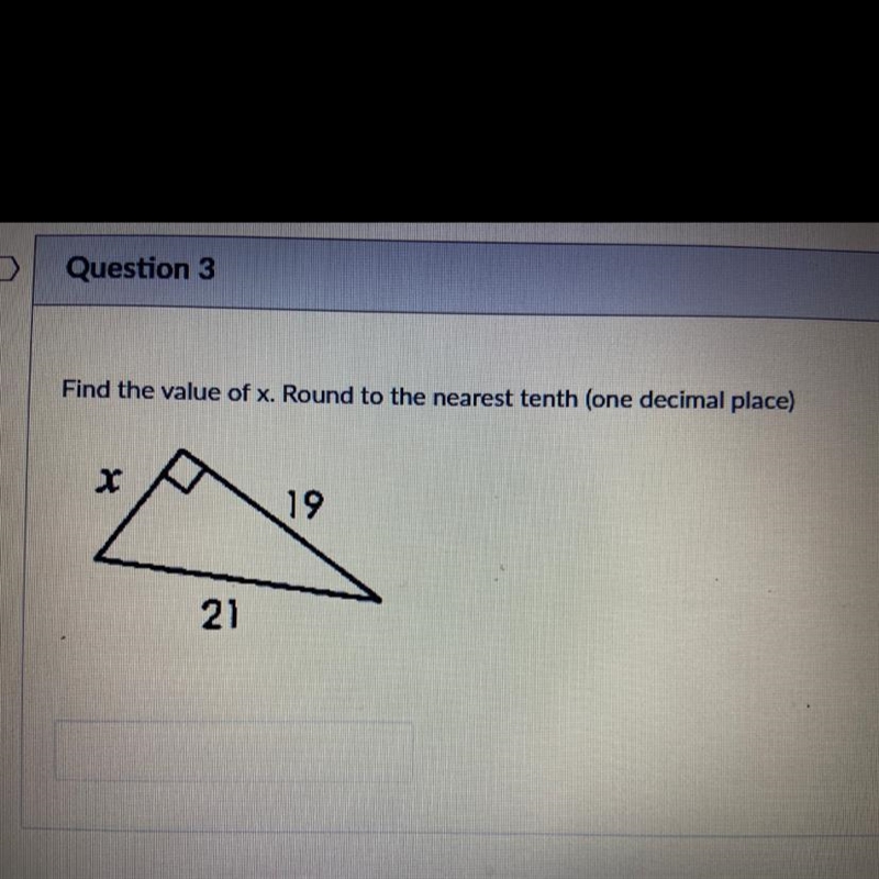 Find the value of x. Round to the nearest tenth (one decimal place) 19 21-example-1