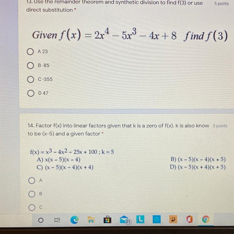 13. Use the remainder theorem and synthetic division to find f(3) or use direct substitution-example-1