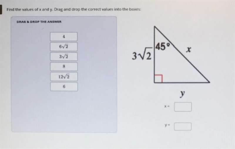 Please help me! Find the value of x and y-example-1