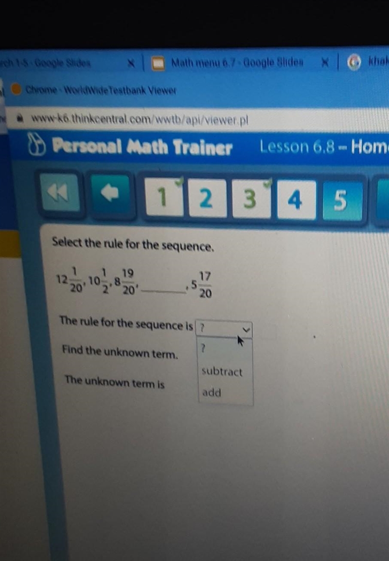 Select the rule for the sequence The rule for the sequence is? Find the unknown term-example-1