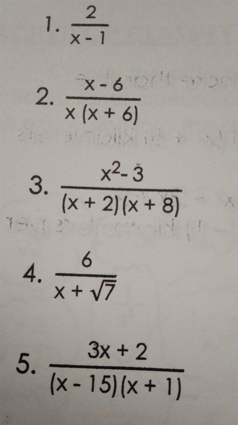 What value(s) of x is/are not allowed for the following rational expressions? Please-example-1