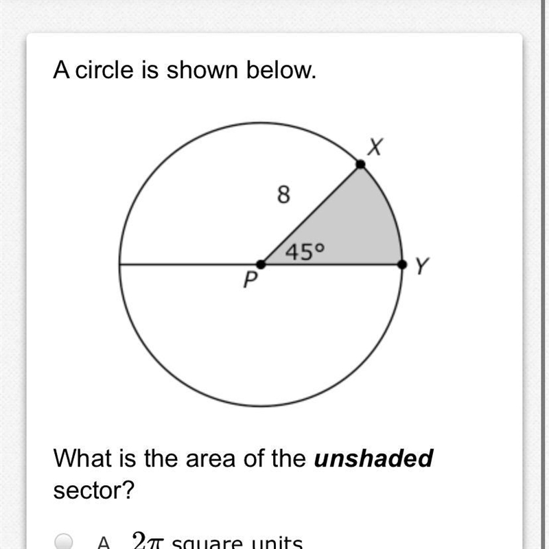 What is the area of the unshaded sector?-example-1