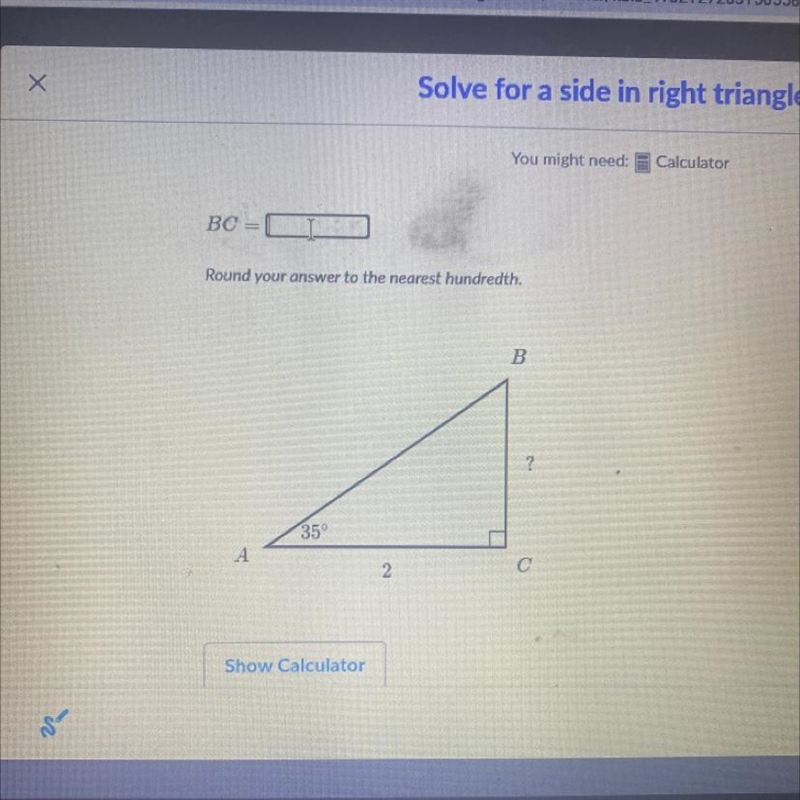 Round your answer to the nearest hundredth BC= b ? c 2 a-example-1