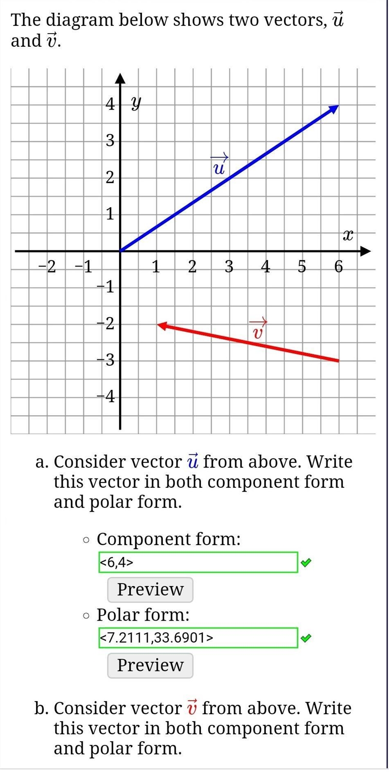 I need help with this problem but just for v I need to know both it's component form-example-1