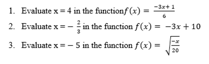 Functions: In image 1: Evaluate the functions In image 2: Given the functions, find-example-1