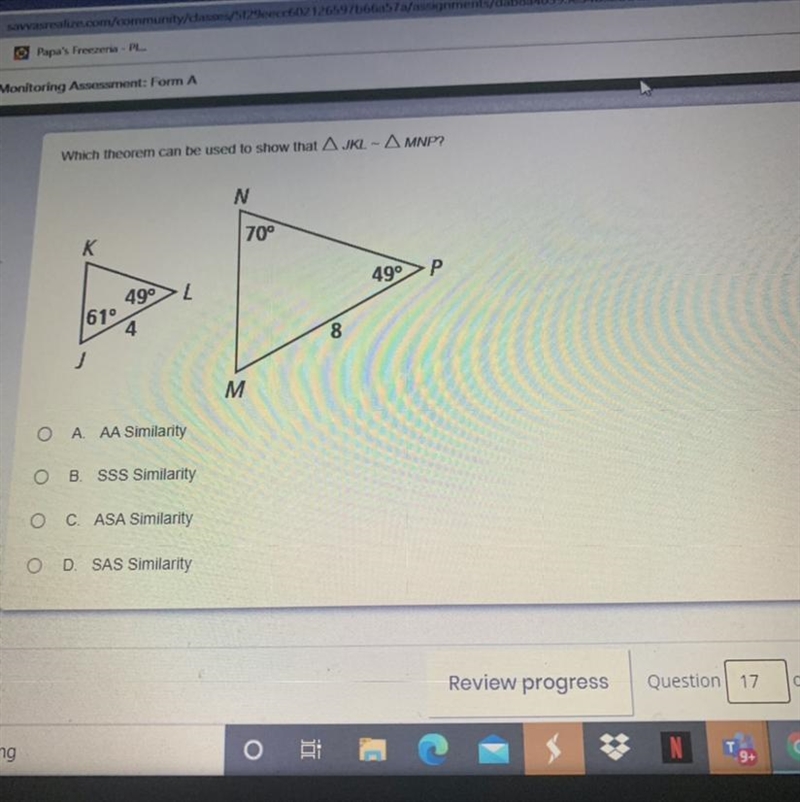 Which theorem can be used to show that AJKL - AMNP?-example-1