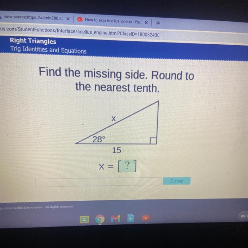 Find the missing side. Round to the nearest tenth.-example-1