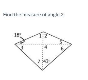 FIND THE MEASURE OF ANGLE 2 PLEASE HELP ASAP!-example-1