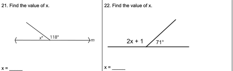 21. Find the value of x. 22. Find the value of x.-example-1