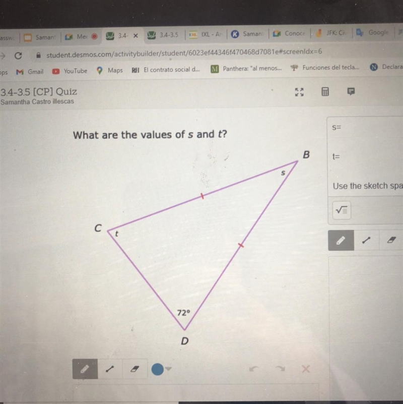 What are the values of s and t?-example-1