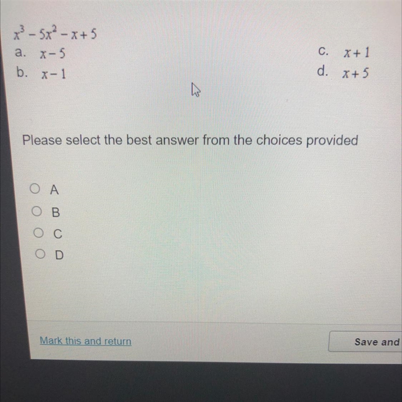 Use the remainder theorem to determine which of the following is not a factor of x-example-1